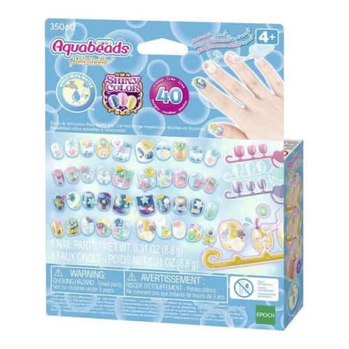 Aquabeads 35060 - Nail Studio, Stars & Unicorns, Deko-Fingernägel-Nachfüllset