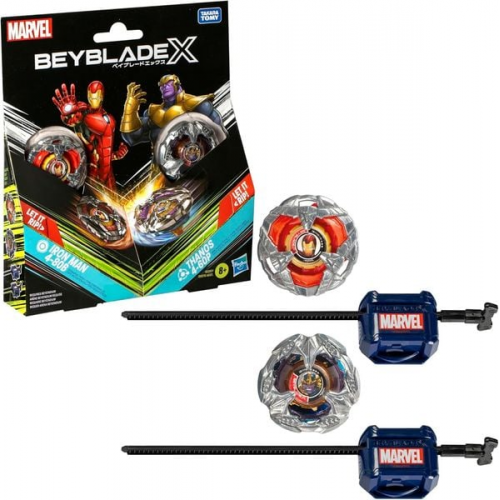 Hasbro G0287EU4 - Marvel Beyblade X, Iron Man 4-80B vs. Thanos 4-60P, Multipack, Takara Tomy