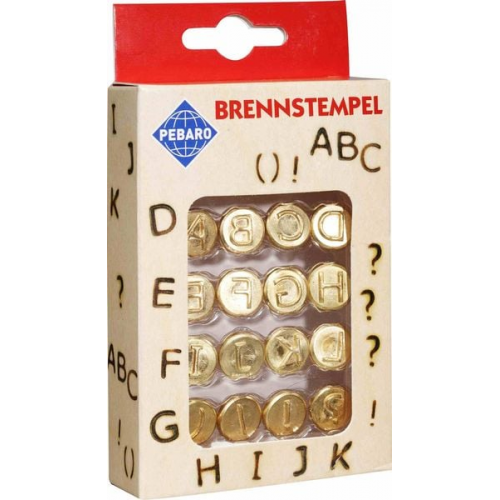 PEBARO 20400 - Brennstempel Buchstaben A-L und Zeichen, 16-teilig, passen zum Pebaro-Brandmalkolben, Brandmalerei