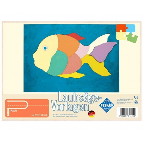 PEBARO 313/1S - Laubsägevorlage Fisch, 1 Platte, Größe DIN A4