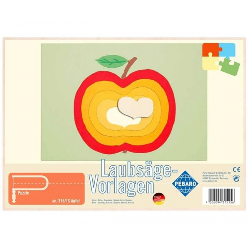 PEBARO 315/1S - Laubsägevorlage Apfel, 1 Platte, Größe DIN A4