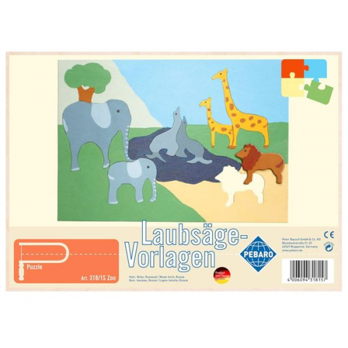 PEBARO 318/1S - Laubsägevorlage Zoo, 1 Platte, Größe DIN A4