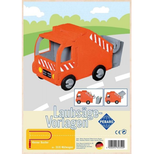 PEBARO 353S - Laubsägevorlage Müllwagen, 1 Platte, Größe DIN A4