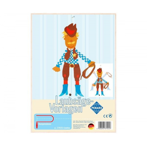 PEBARO 379/2S - Laubsägevorlage Cowboy, 1 Platte, Größe DIN A4.