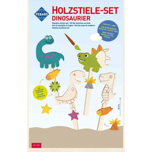 PEBARO 476 - Holzstiele-Set Laser cut Dinosaurier, Holzkonstruktion mit 11 Teilen