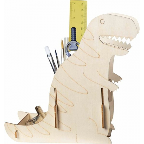 PEBARO 477/3 - Holzbausatz Laser cut Stiftehalter Dinosaurier, Holzkonstruktion mit 7 Teilen