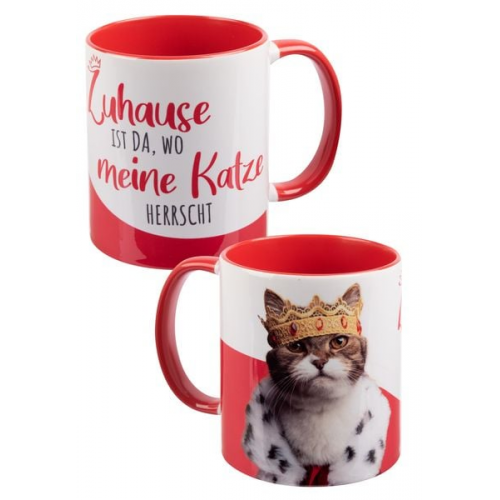 Mug - Katze - zuhause -inner red