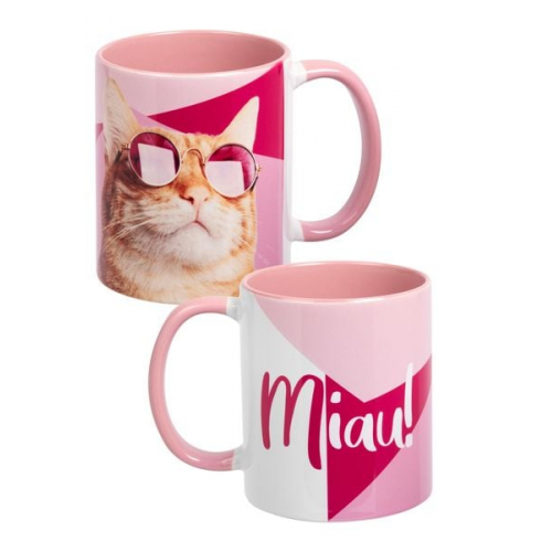 Mug - Katze - miau -inner pink