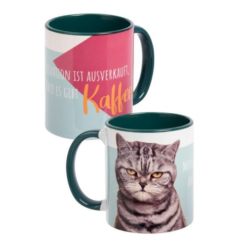 Mug - Katze -Motivation -inner green