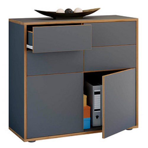 VCM my office Aktenschrank Salia, 920814 anthrazit, honig-eiche 100,0 x 32,0 x 74,0 cm