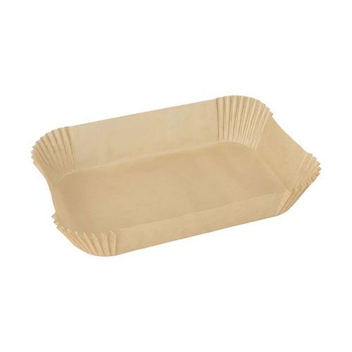 Backpapierzuschnitte für Heißluftfritteusen Mikrowelle Backofen 22 x 14 x 4,5cm braun, 100 Stk.