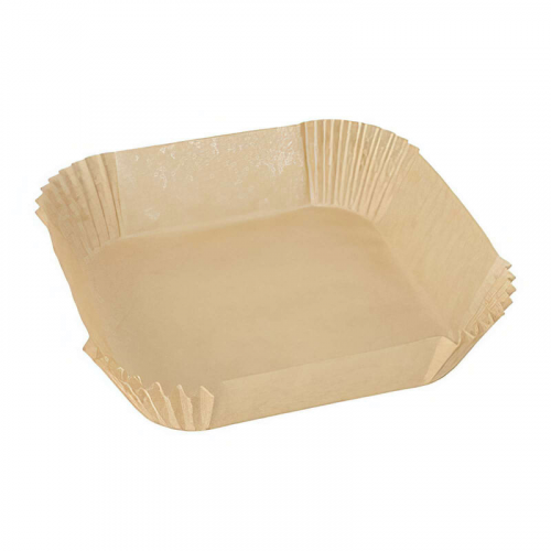 Backpapierzuschnitte für Heißluftfritteusen Mikrowelle Backofen 16 x 16 x 4,5cm braun, 100 Stk.