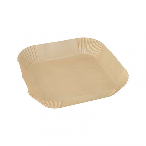 Backpapierzuschnitte für Heißluftfritteusen Mikrowelle Backofen 20 x 20 x 4,5cm braun, 100 Stk.