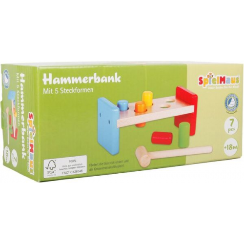 SpielMaus Holz Hammerbank, 7-teilig