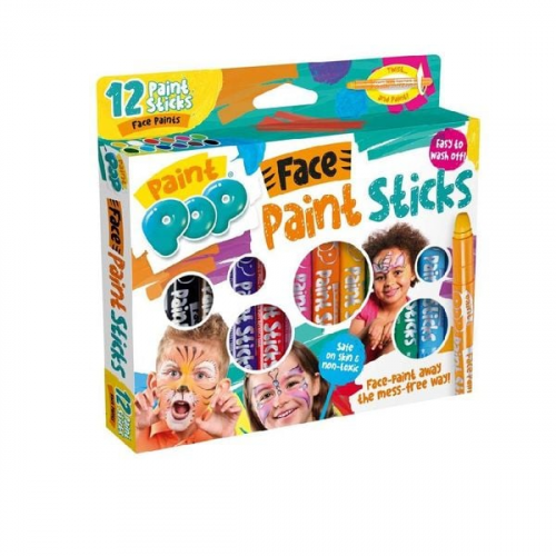 Paint Pop 362204 - Paint Pop: Face Paint Sticks 12-Pack, Gesichtsmalfarben, Schminkstifte