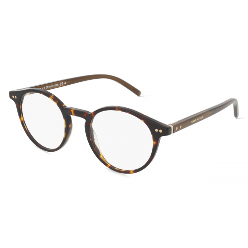 Tommy Hilfiger Eyewear TH 1813 Herren-Brille inkl. Gläser Vollrand Panto Acetat-Gestell 49mm/21mm/150mm, braun