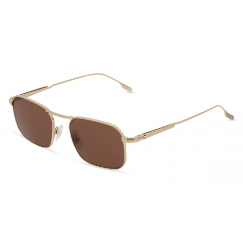 Montblanc MB0218S Herren-Sonnenbrille Vollrand Eckig Metall-Gestell, gold