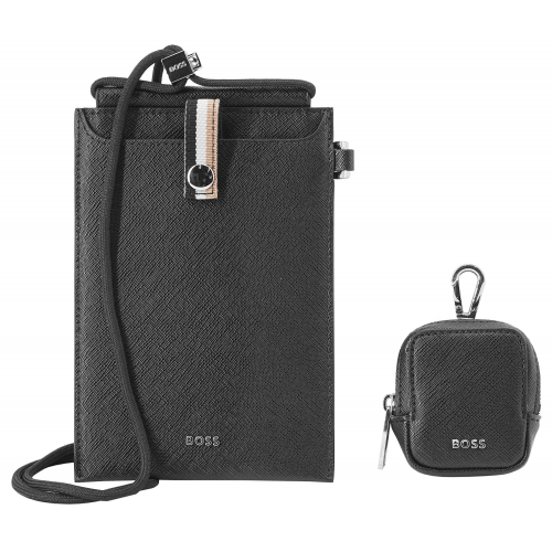 BOSS 50487325-001 Geschenkset Handy-Tasche und Kopfhörer-Tasche Schwarz