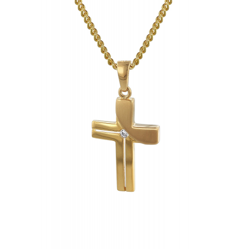 trendor 35728 Kreuz-Anhänger Gold 333 mit goldplattierter Kette für Damen