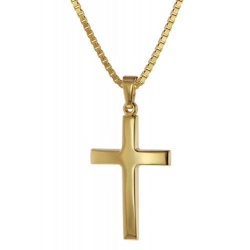 trendor 75263 Kreuz-Anhänger Gold 333 (8 Karat) + Goldplattierte Kette