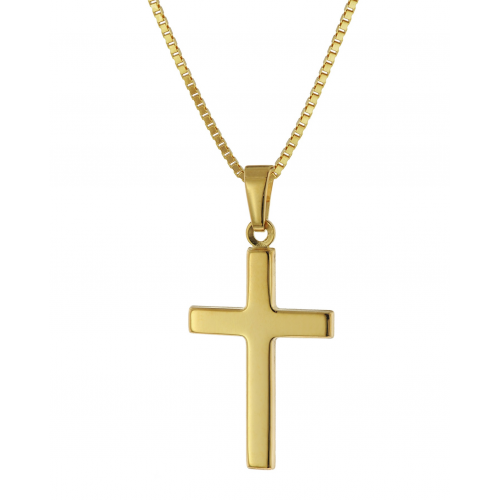 trendor 41420 Kreuz Gold 750 / 18 Karat mit goldplattierter Silberkette