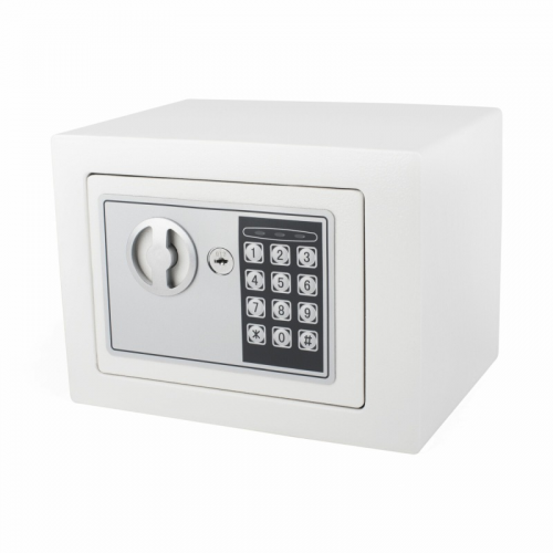 Tresor Safe 23x17x17cm mit elektronischem Zahlenschloss für Tisch/Wandmontage weiß