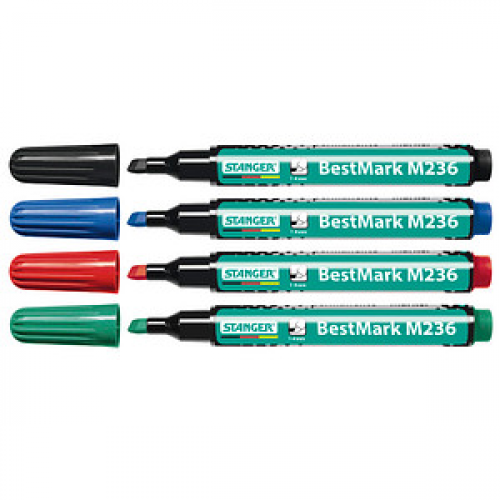 STANGER BestMark M236 Permanentmarker-Set farbsortiert 1,0 - 4,0 mm, 4 St.