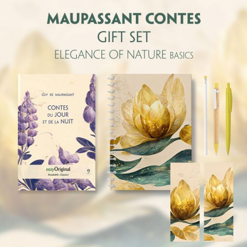 Guy de Maupassant - Contes du jour et de la nuit (with audio-online) Readable Classics Geschenkset + Eleganz der Natur Schreibset Basics