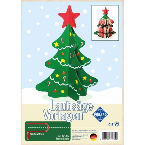 PEBARO 334/9S - Laubsägevorlage Tannenbaum Weihnachten, 2 Platte DIN A4