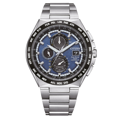 Citizen AT8238-84L Eco-Drive Solar Herren-Funkuhr Titan Blau