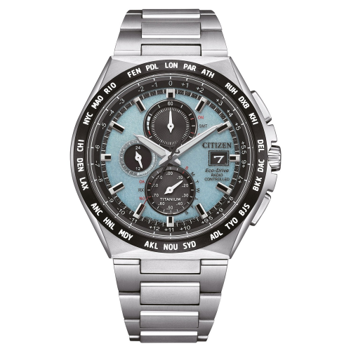 Citizen AT8238-84M Eco-Drive Solar Funk-Herrenuhr Titan Hellblau