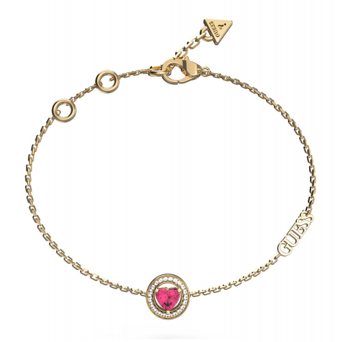 Guess JUBB04668JWYGFCS Damen-Armband Solitaire Heart Crystal Gold/Pink