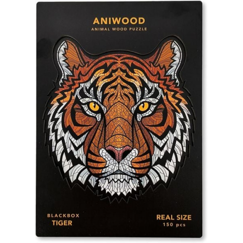 BestSaller J7402M - Aniwood Animal Wood Puzzle, Tiger M, Holz-Puzzle, 150 Teile