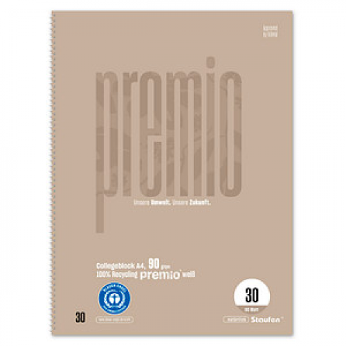Staufen® Collegeblock Premio Lineatur 30 blanko DIN A4 ohne Rand