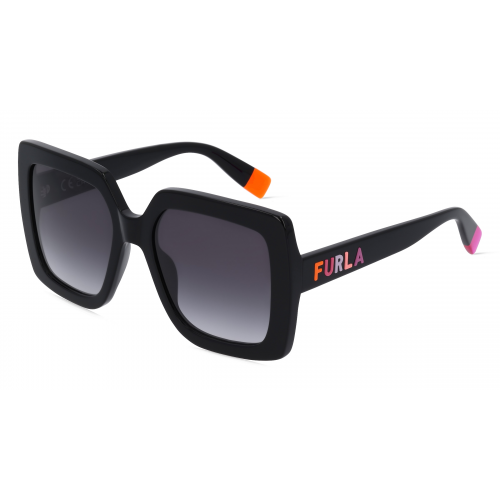 Furla FULSFU685 Damen-Sonnenbrille Vollrand Eckig Kunststoff-Gestell, schwarz