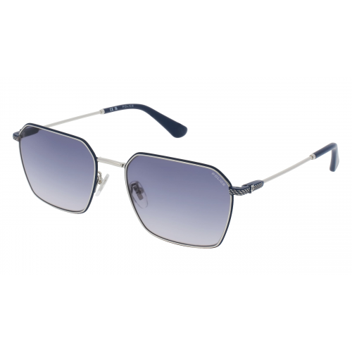 Police SPLL84 Herren-Sonnenbrille Vollrand Eckig Acetat-Gestell, silber