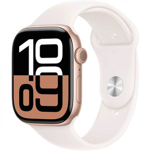 Apple Watch Series 10 42 mm Aluminium (GPS+Cellular) Sportarmband S/M  blassrosa, roségold