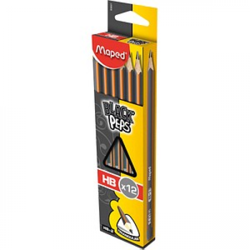 maped BLACK'PEPS Bleistifte HB schwarz/orange, 12 St.