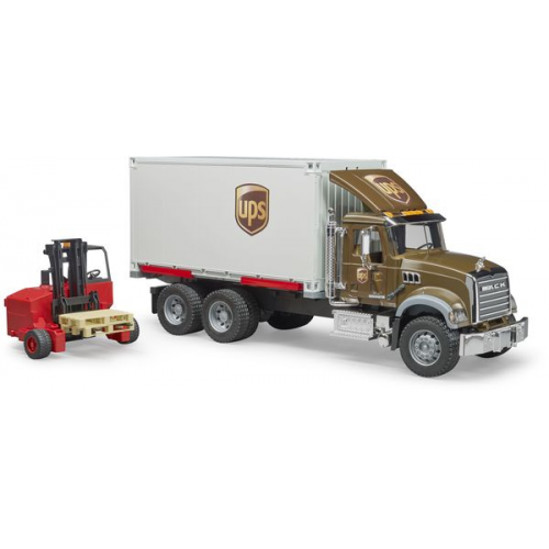 Bruder - MACK Granite UPS Logistik-LKW mit Mitnahmestapler