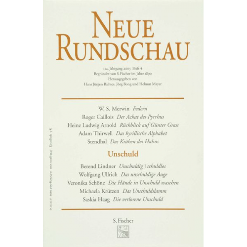 Samuel Fischer Hans J. Balmes Jörg Bong Helmut Mayer - Neue Rundschau 2003/4