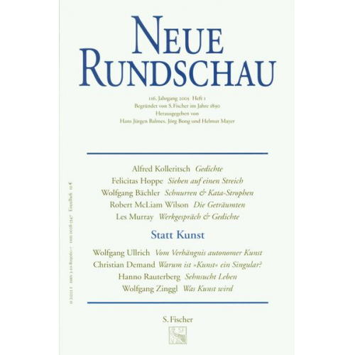 Samuel Fischer Hans J. Balmes Jörg Bong Helmut Mayer - Neue Rundschau 2005/1