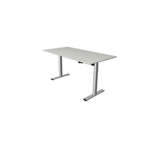 Kerkmann Move 1 base elektrisch höhenverstellbarer Schreibtisch lichtgrau rechteckig, T-Fuß-Gestell silber 160,0 x 80,0 cm