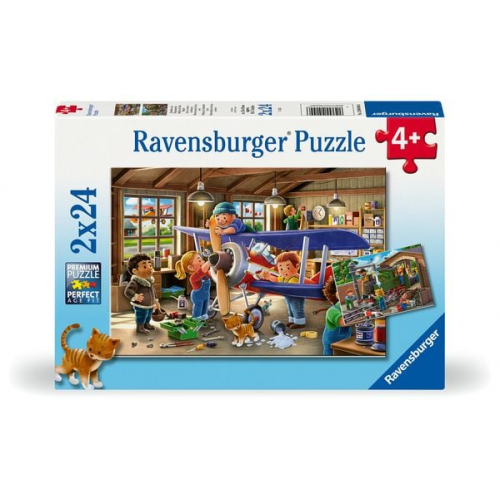 Ravensburger Kinderpuzzle - 12004044 Eisenbahn- und Flugzeugservice - Puzzle für Kinder ab 4 Jahren, mit 2x24 Teilen