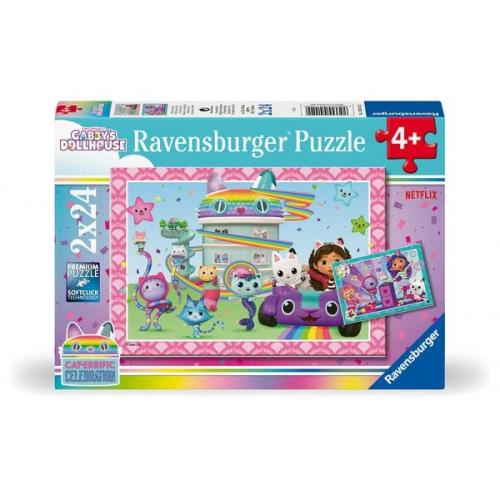 Ravensburger Kinderpuzzle - 12004112 Gabby's Dollhouse - Puzzle für Kinder ab 4 Jahren, mit 2x24 Teilen