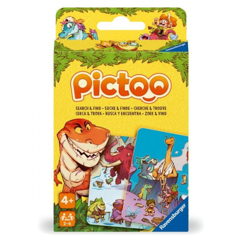 Ravensburger 23479 - Pictoo Dino Kartenspiel - Schnelles Karten-Suchspiel für Kinder ab 4 Jahren, Familienspiel für Kinder und Erwachsene, für 2 bis 6