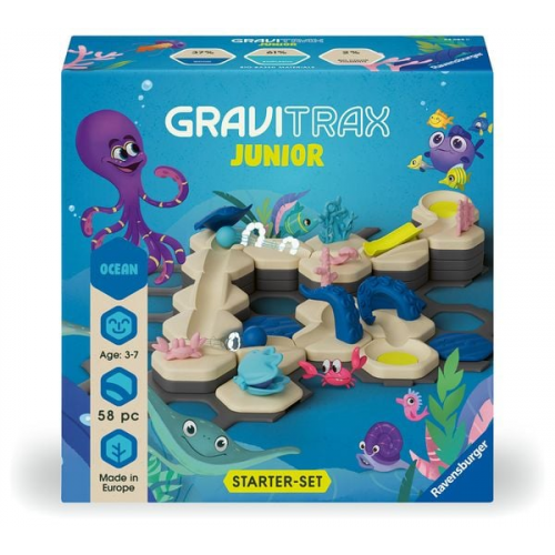 Ravensburger GraviTrax Junior Starter-Set S Ocean - Erweiterbare Kugelbahn für