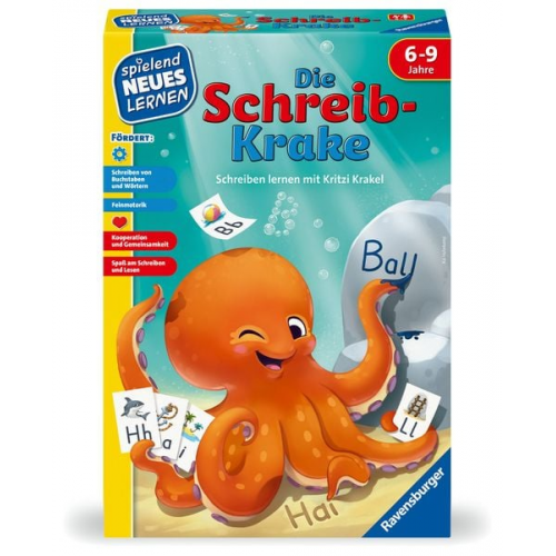 Ravensburger 24683 - Die Schreib-Krake - Lernspiel für Kinder, Schreiblernspiel für Kinder von 6-9 Jahren, für 1-4 Spieler