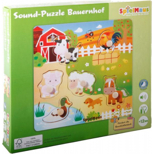 SpielMaus Holz Sound Holzpuzzle Bauernhof