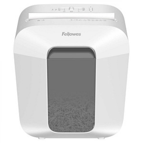 Fellowes Powershred LX25 Aktenvernichter mit Partikelschnitt P-4, 4 x 37 mm, bis 6 Blatt, weiß