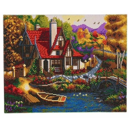 Craft Buddy CAK-A56 - Riverside Cottage, 40x50cm Crystal Art Kit, Diamond Painting